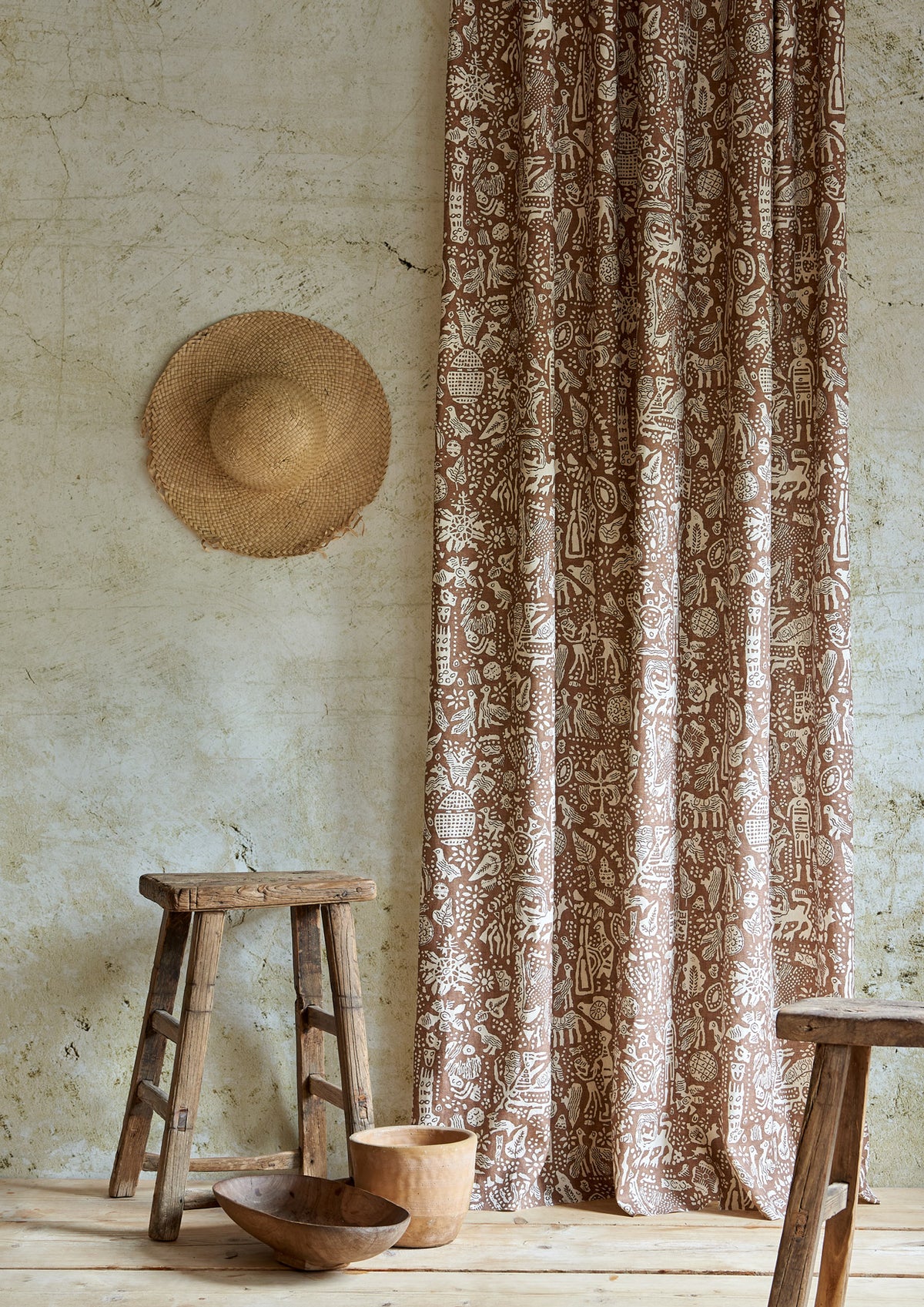 Lewis & Wood Minna Maze Ginger Made to Measure Curtains – lifestyle photograph