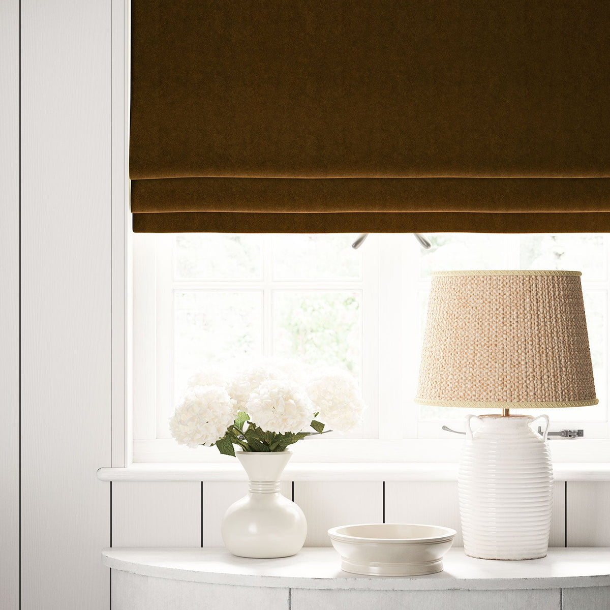 Linwood NoMo Chestnut FR Made to Measure Roman Blinds