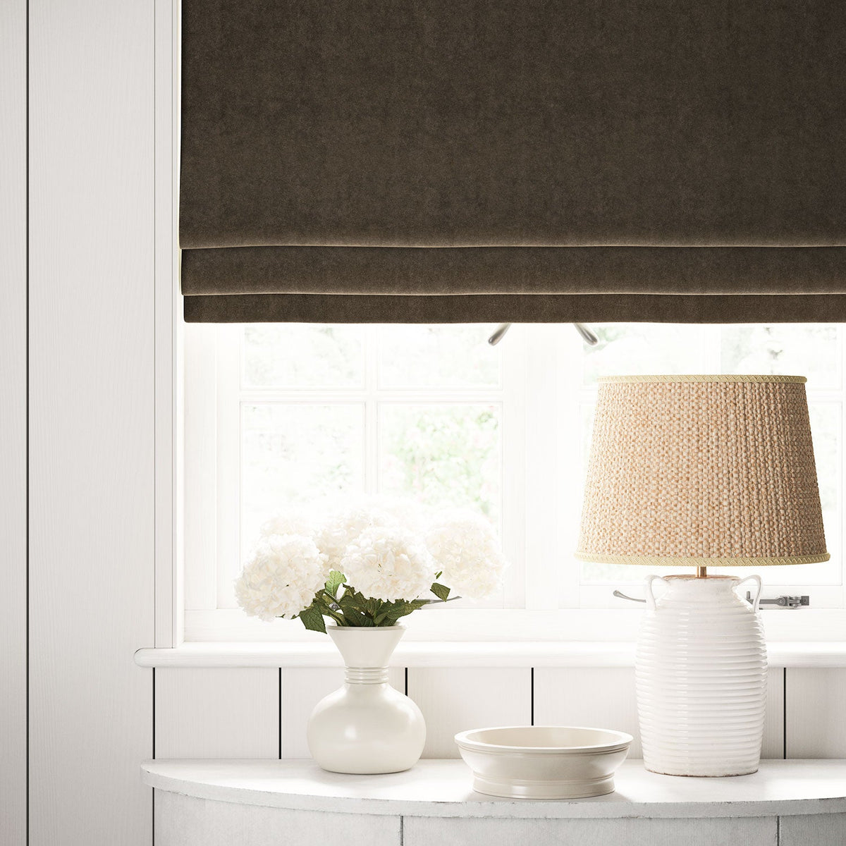 Linwood NoMo Dark Truffle FR Made to Measure Roman Blinds
