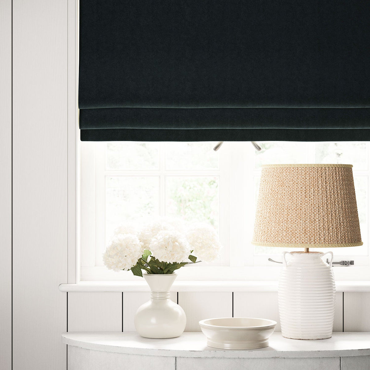 Linwood NoMo Deep Ocean FR Made to Measure Roman Blinds