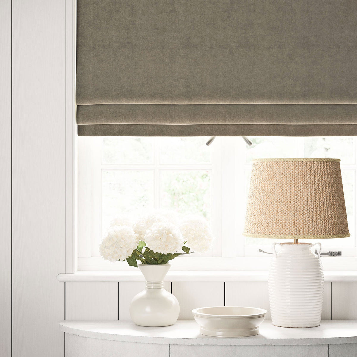 Linwood NoMo Dove FR Made to Measure Roman Blinds