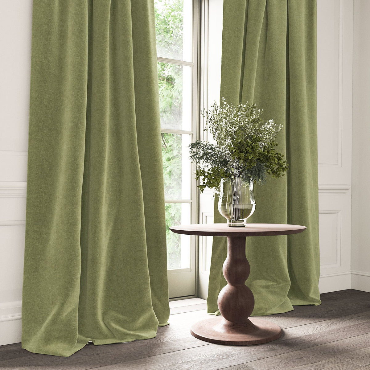 Linwood NoMo Tea Green FR Made to Measure Curtains
