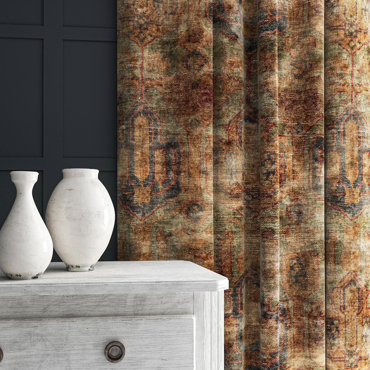 Linwood Kadife Green Gold FR Made to Measure Curtains