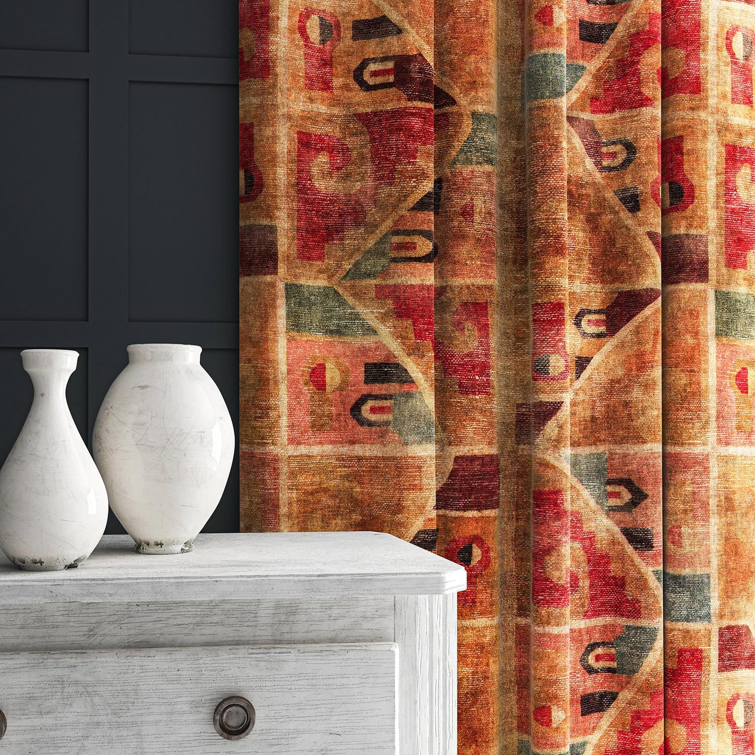 Linwood Kichana Paprika FR Made to Measure Curtains