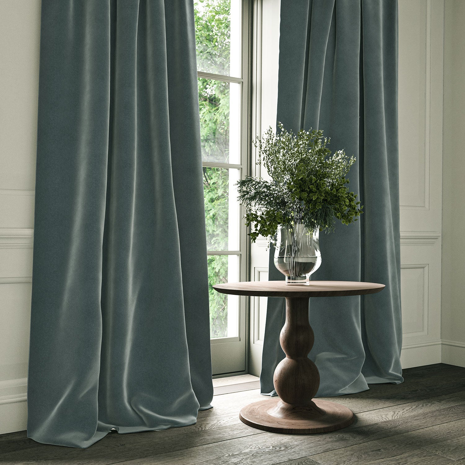 Linwood Omega Blue Savoy CFR Made to Measure Curtains