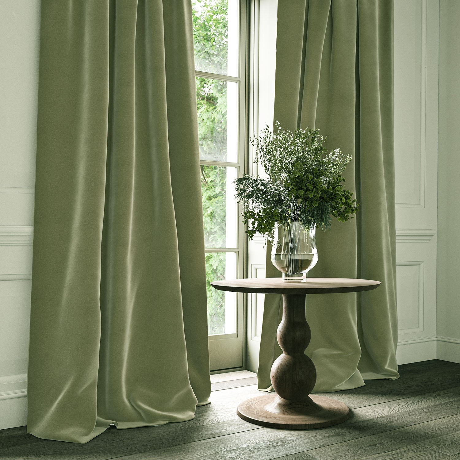 Linwood Omega Green Tea CFR Made to Measure Curtains