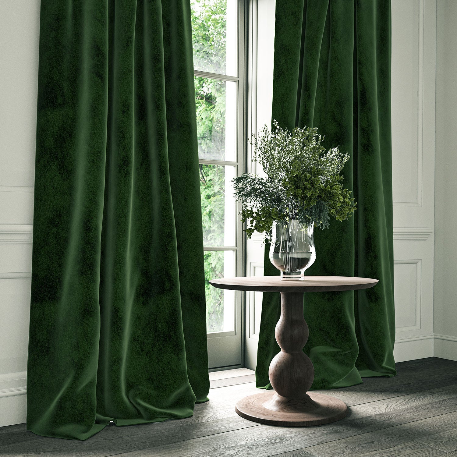 Linwood Omega Hunter Green CFR Made to Measure Curtains