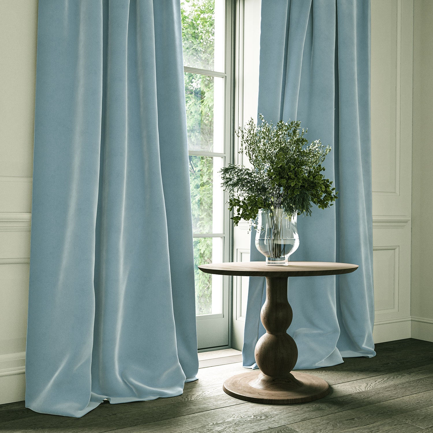 Linwood Omega Pastel Blue CFR Made to Measure Curtains