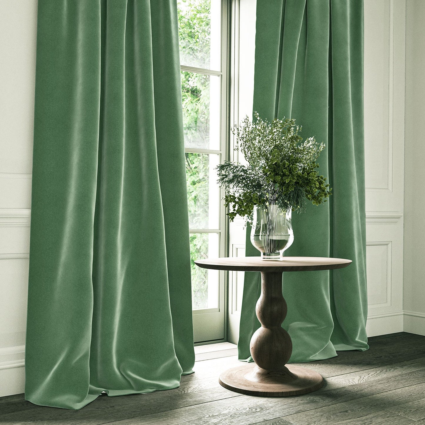 Linwood Omega Sea Green CFR Made to Measure Curtains