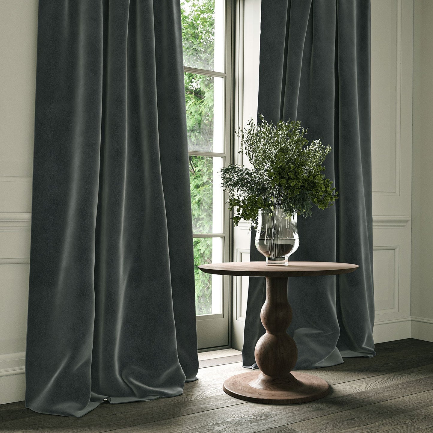 Linwood Omega Slate CFR Made to Measure Curtains