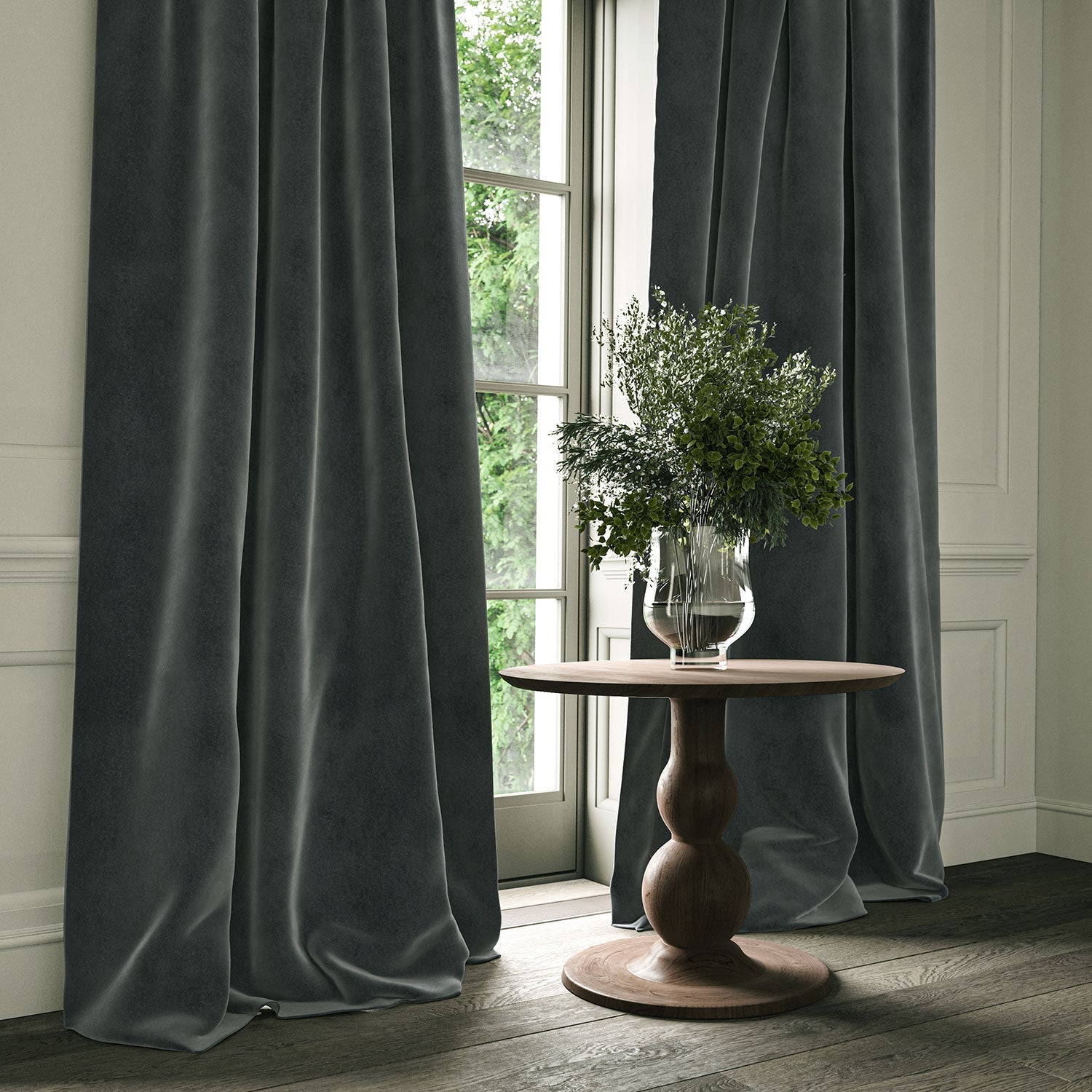 Linwood Omega Slate CFR Made to Measure Curtains