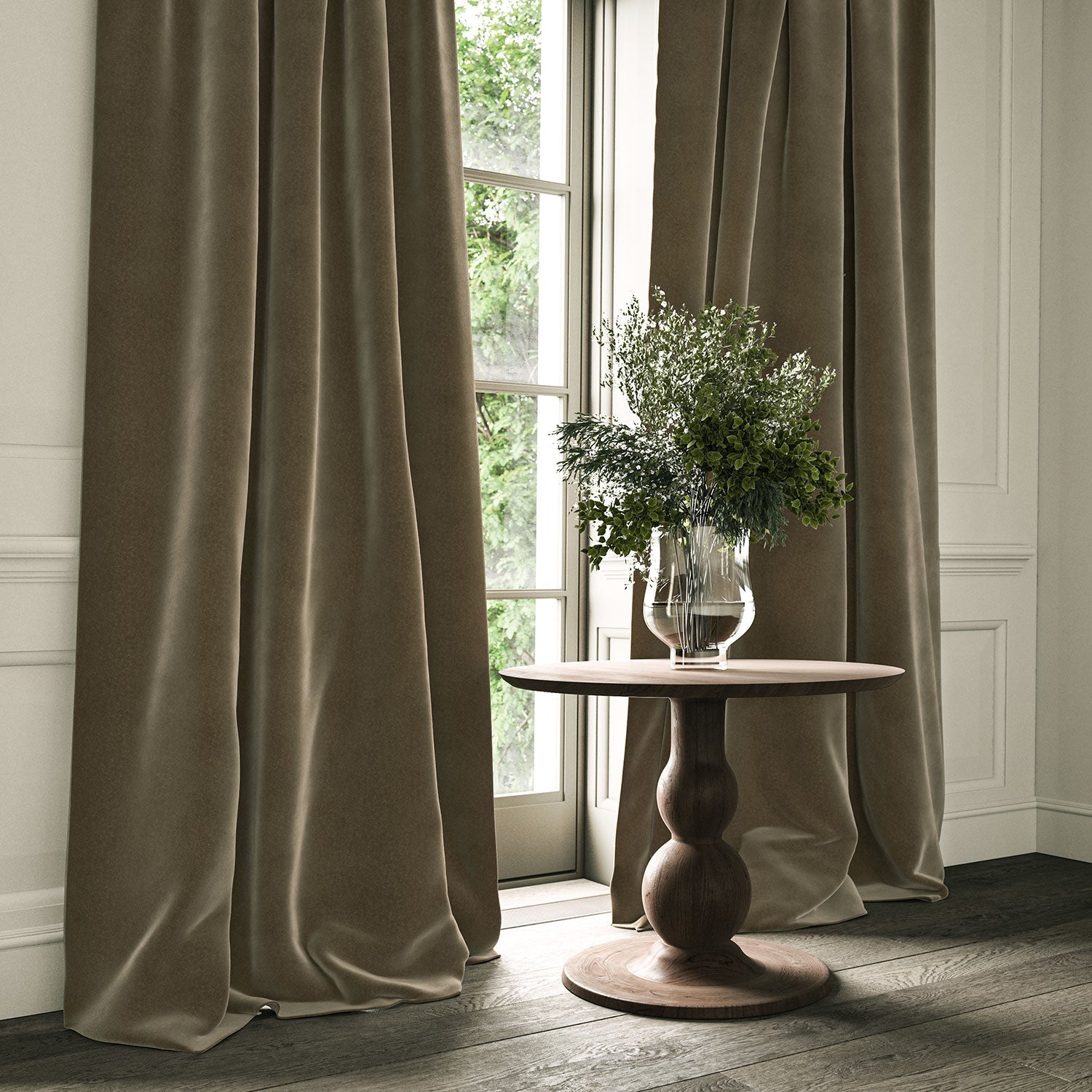 Linwood Omega Taupe CFR Made to Measure Curtains