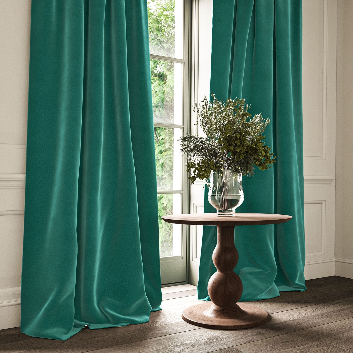 Linwood Omega Turquoise CFR Made to Measure Curtains
