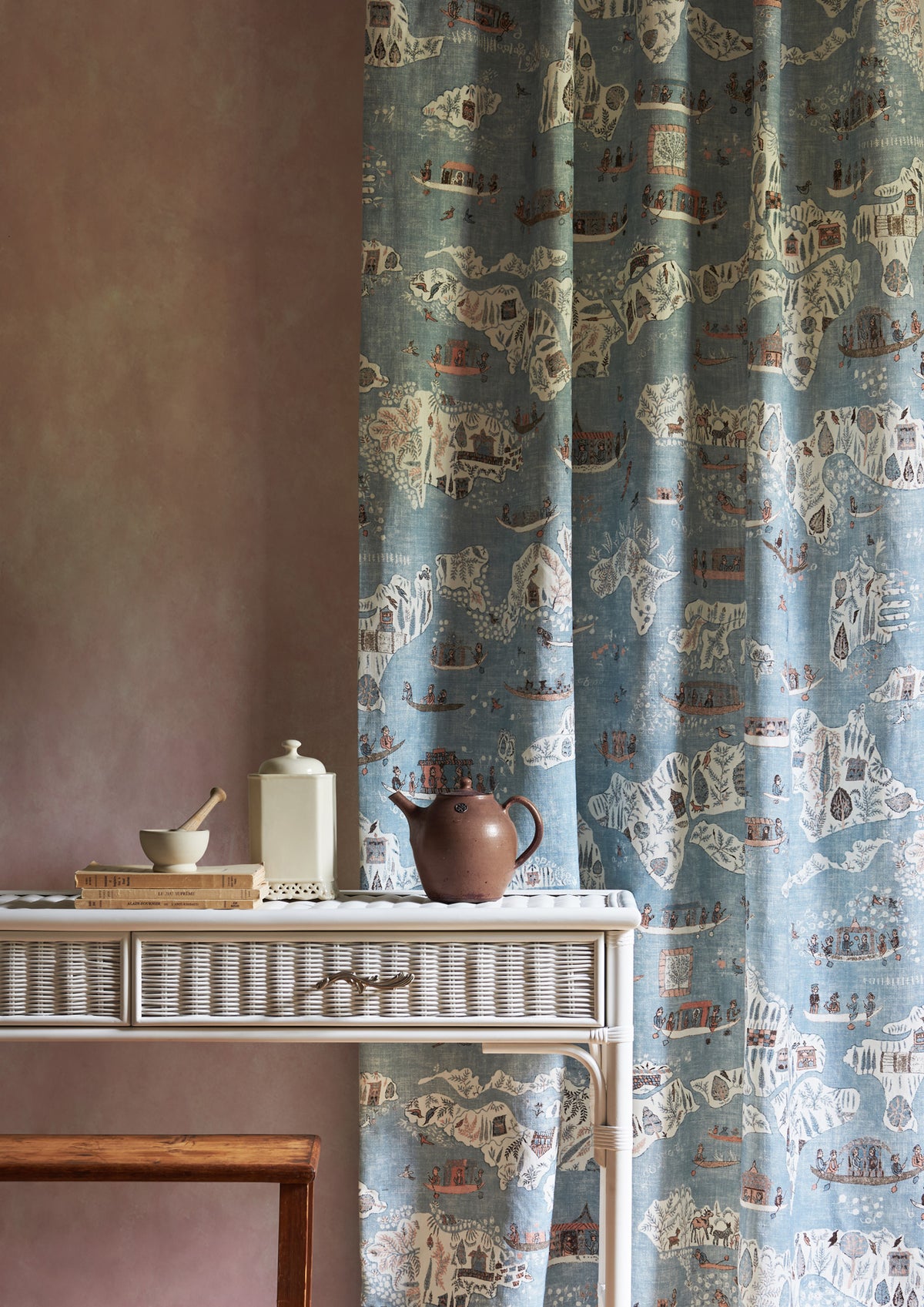 Lewis & Wood Regatta Blue Almond Made to Measure Curtains – lifestyle photograph