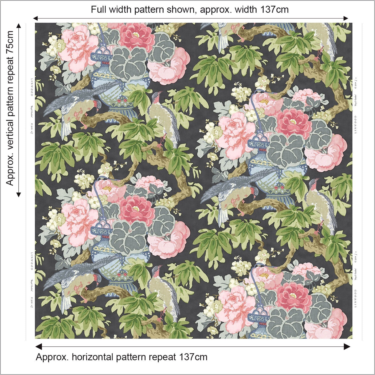Linwood The Royal Garden Twilight Made to Measure Curtains