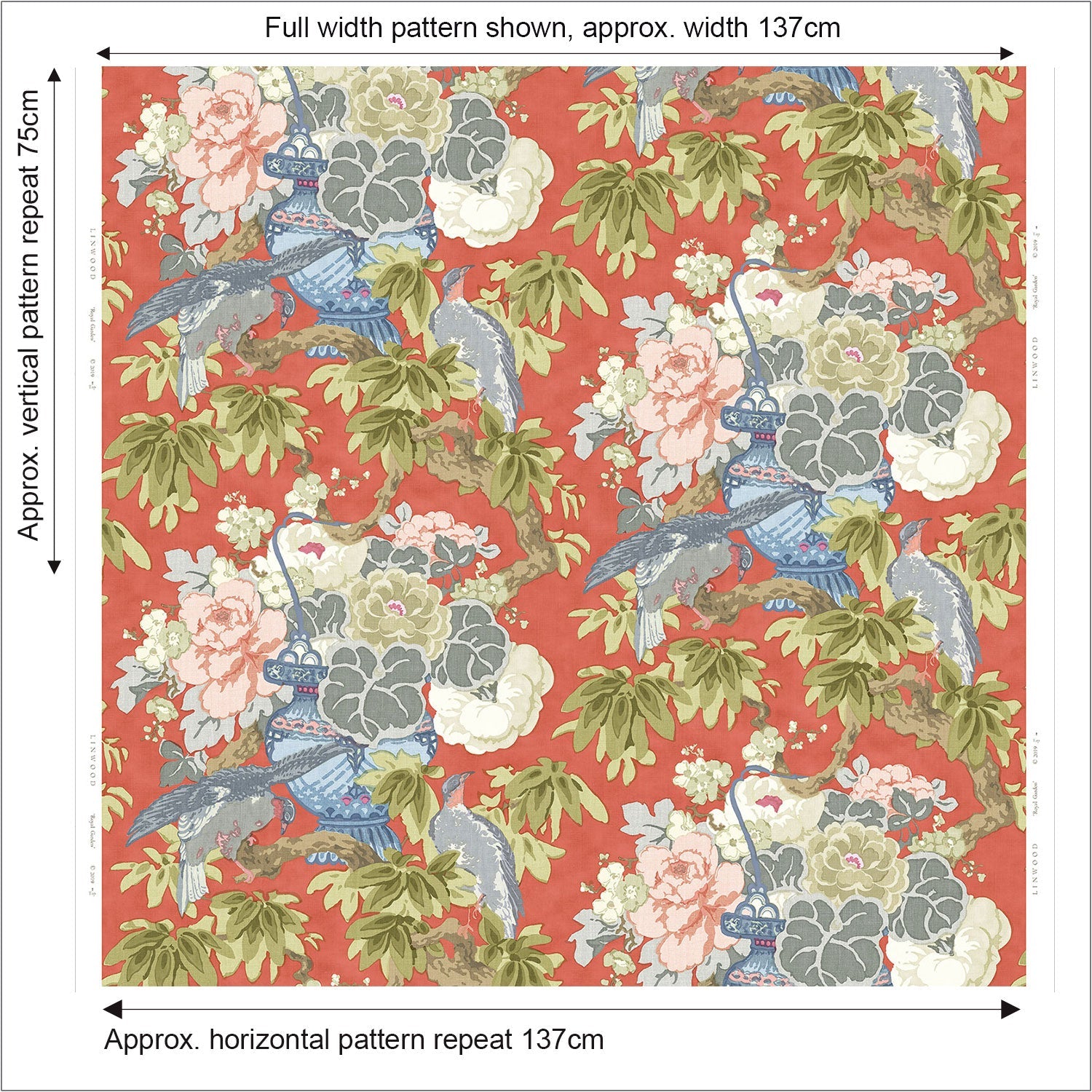 Linwood The Royal Garden Red Carpet Made to Measure Curtains