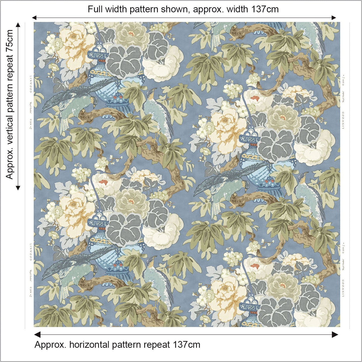Linwood The Royal Garden Cornflower Made to Measure Curtains