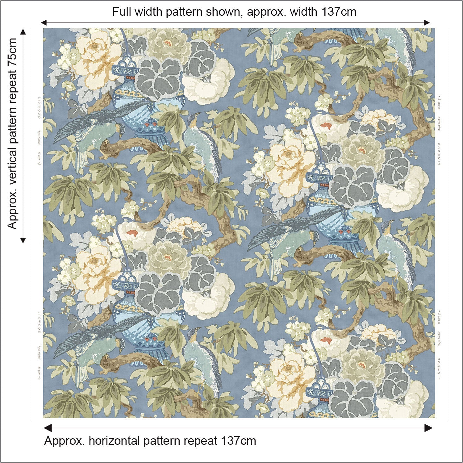 Linwood The Royal Garden Cornflower Made to Measure Curtains