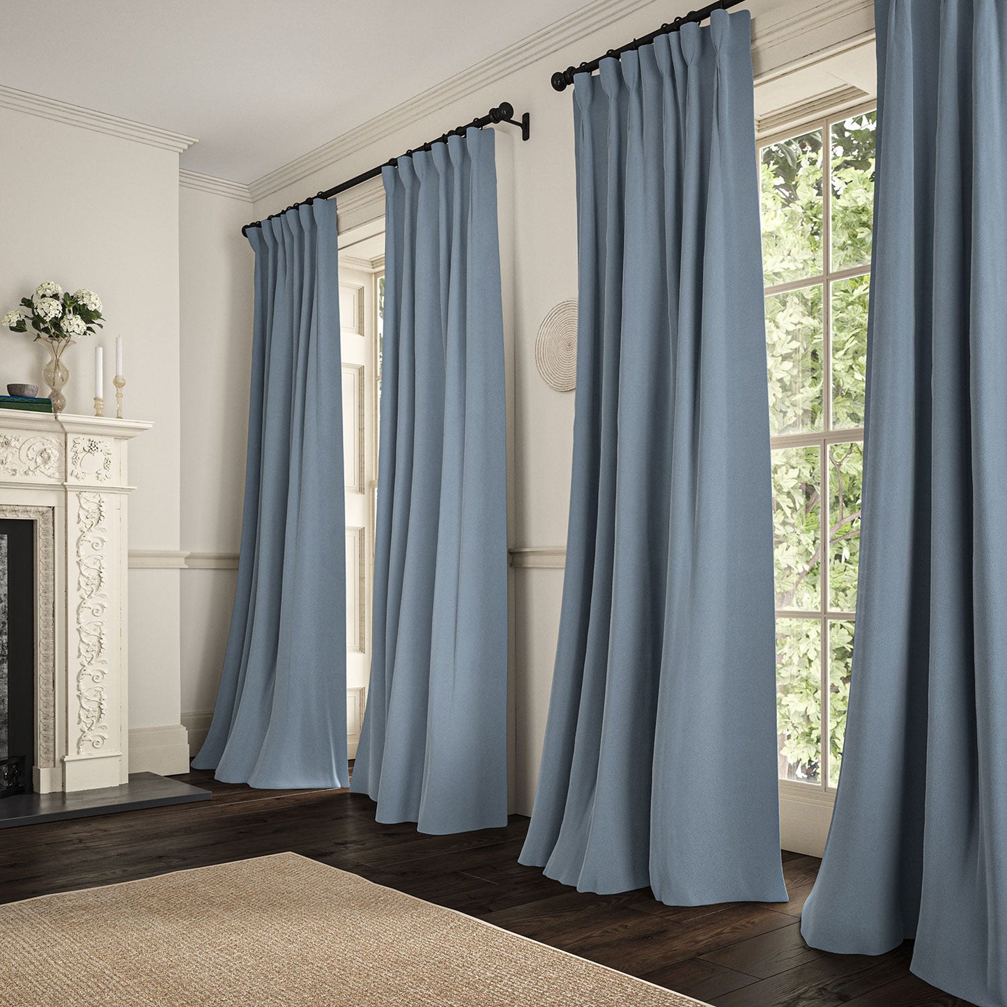 Linwood Romney Blue-Lilac FR Made to Measure Curtains