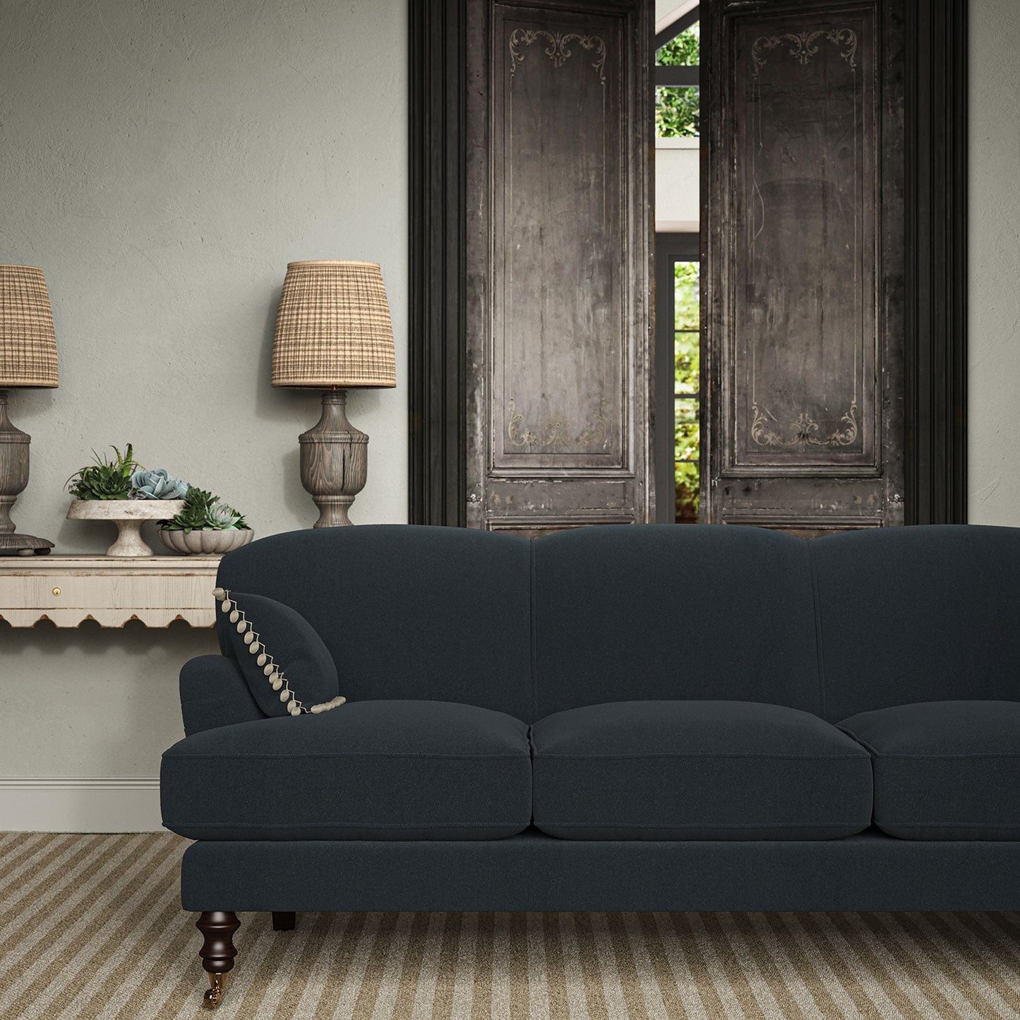 Linwood Romney Dark Navy FR Made to Measure Curtains