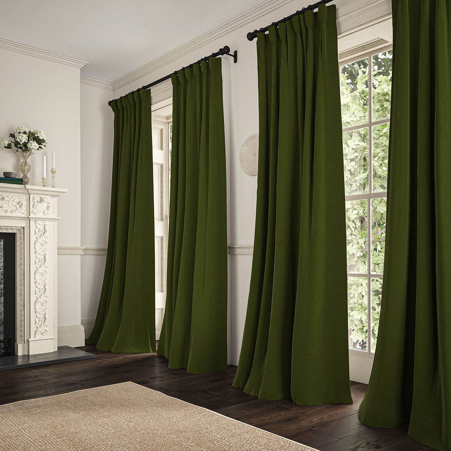 Linwood Romney Moss FR Made to Measure Curtains