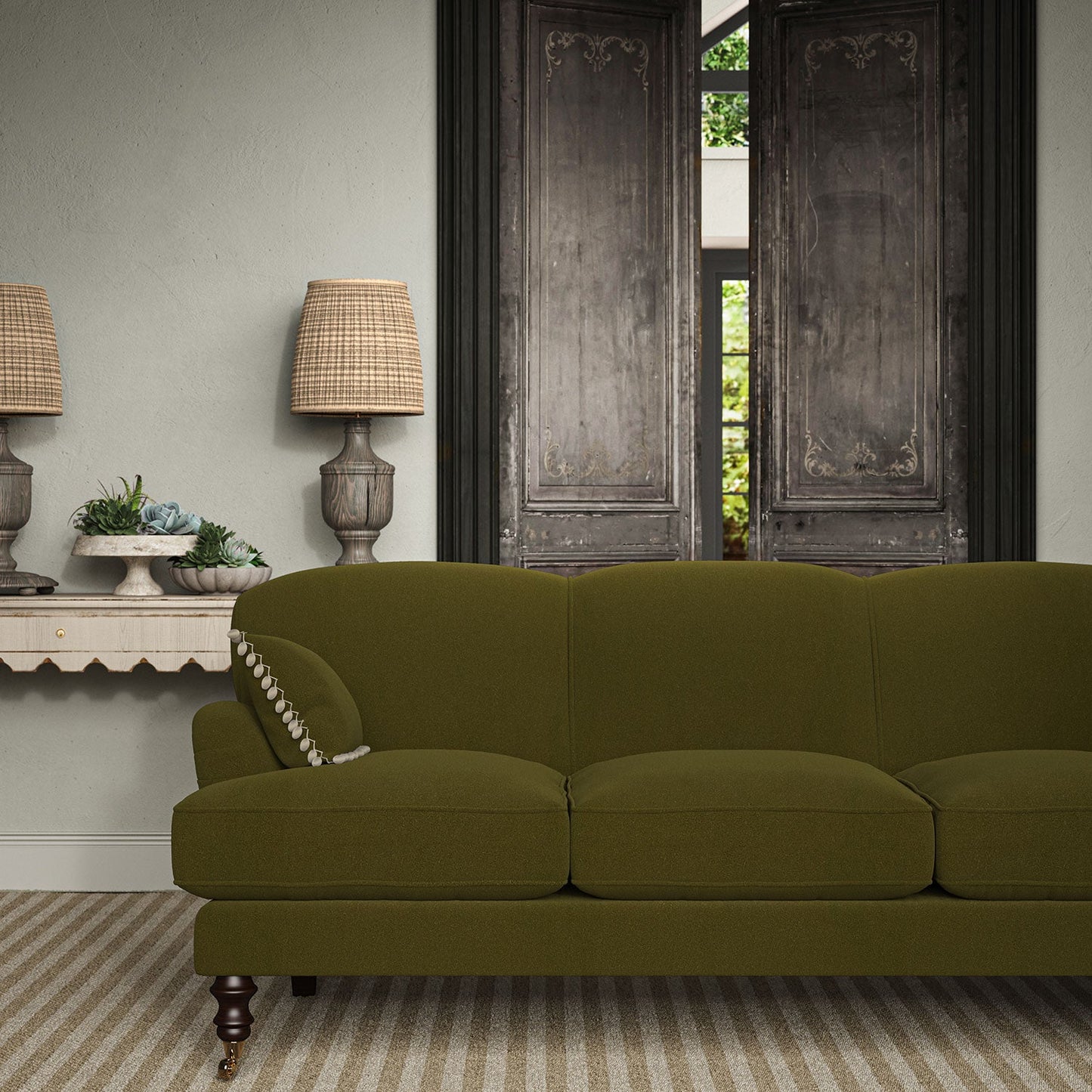 Linwood Romney Olive FR Made to Measure Curtains