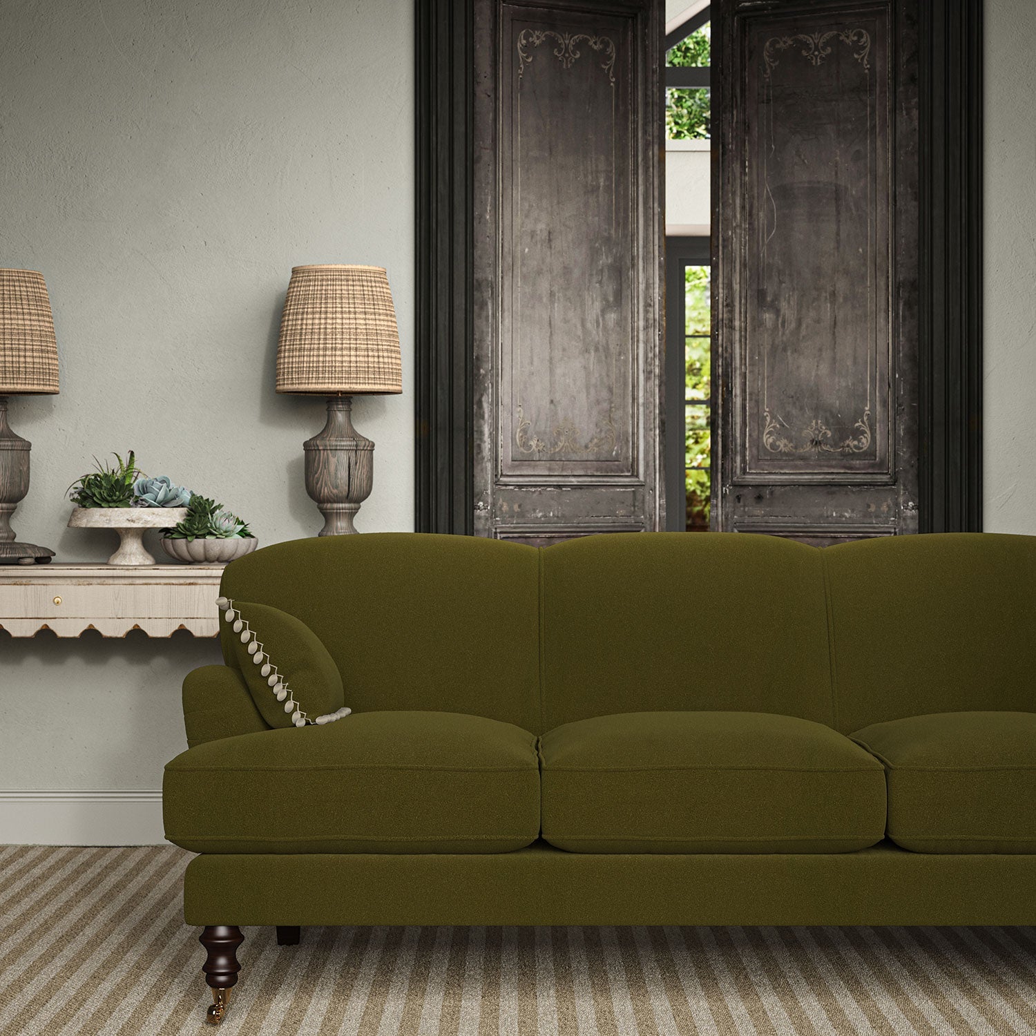Linwood Romney Olive FR Made to Measure Curtains