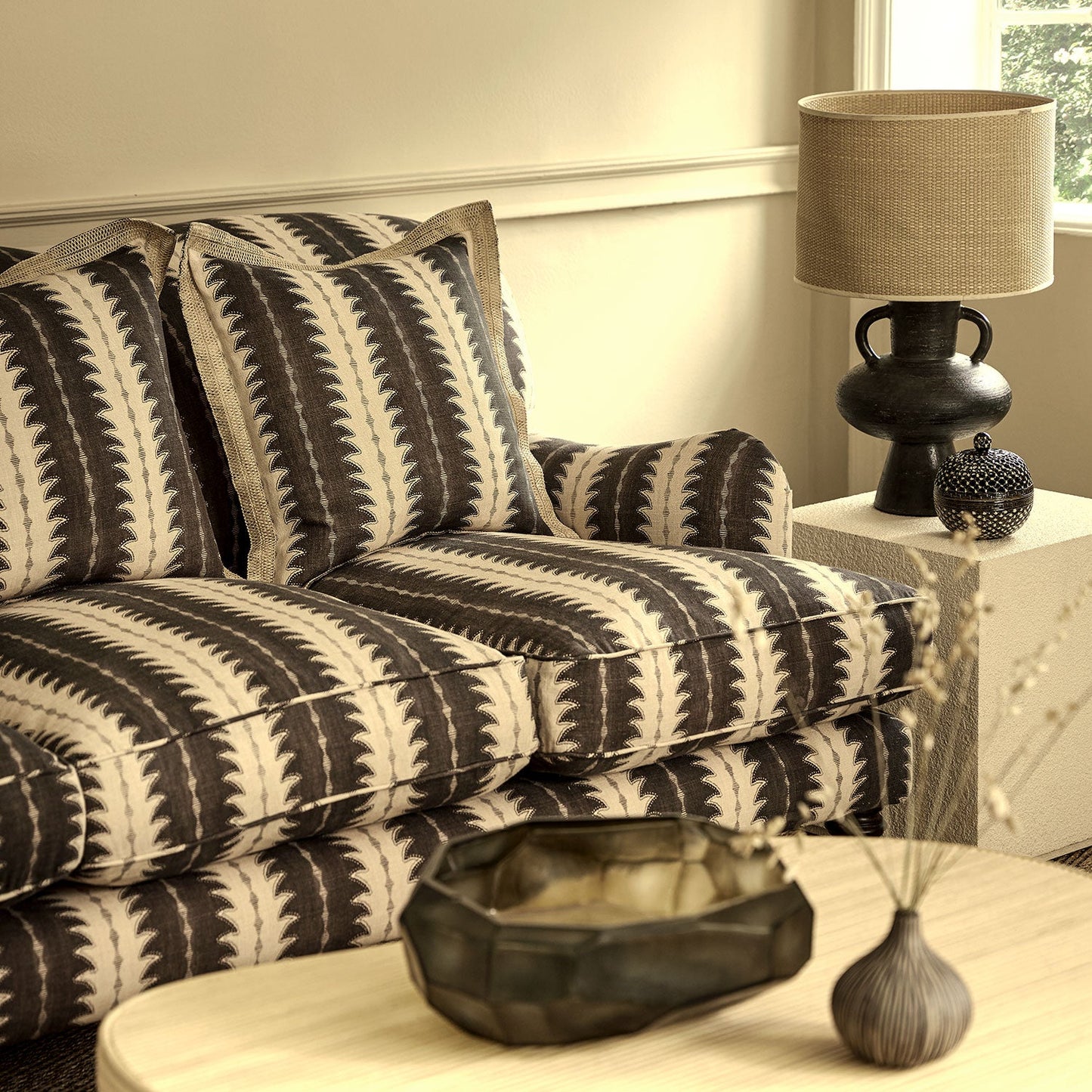 Linwood Ruched Soot FR Made to Measure Curtains