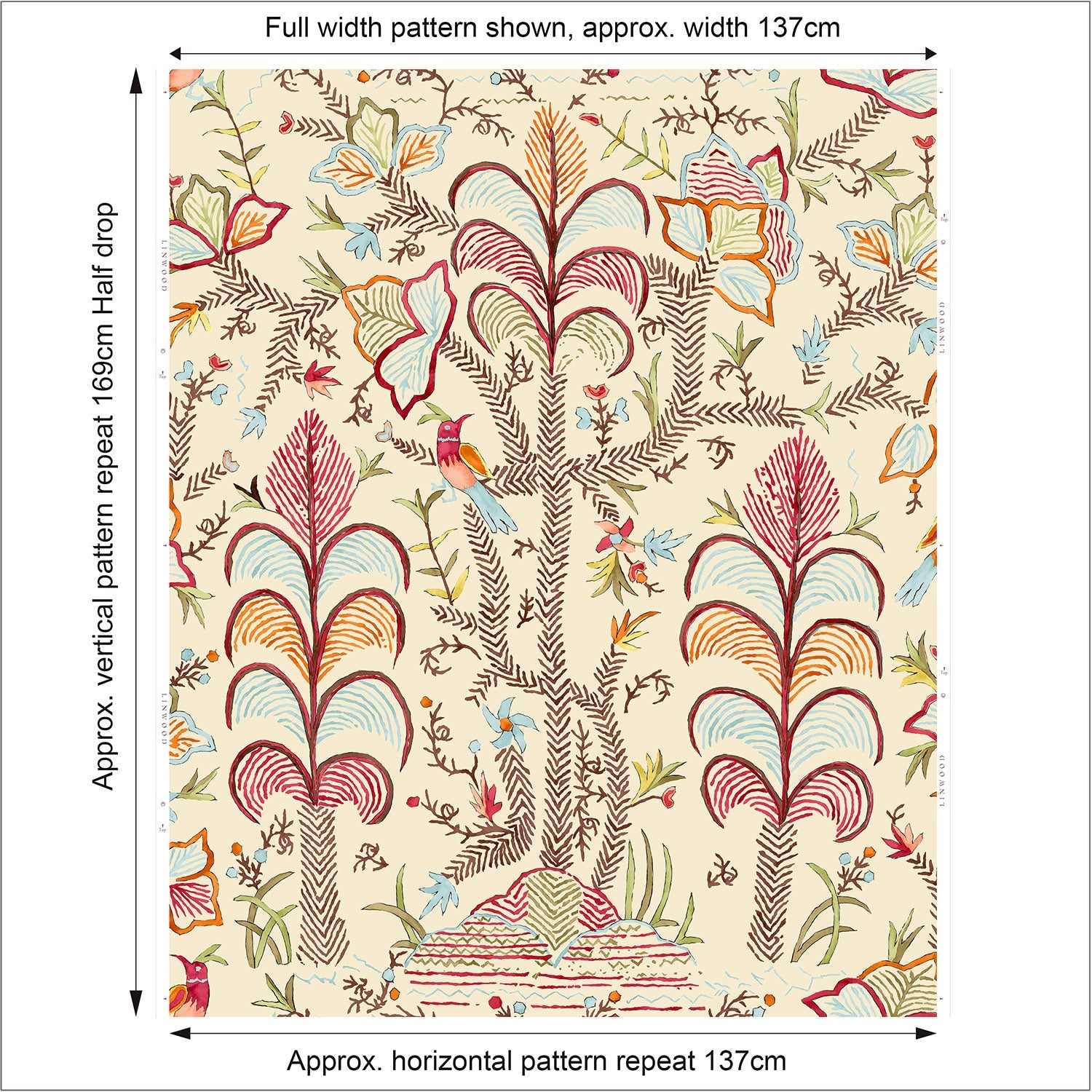 Linwood Songbird Linen Crimson FR Made to Measure Curtains
