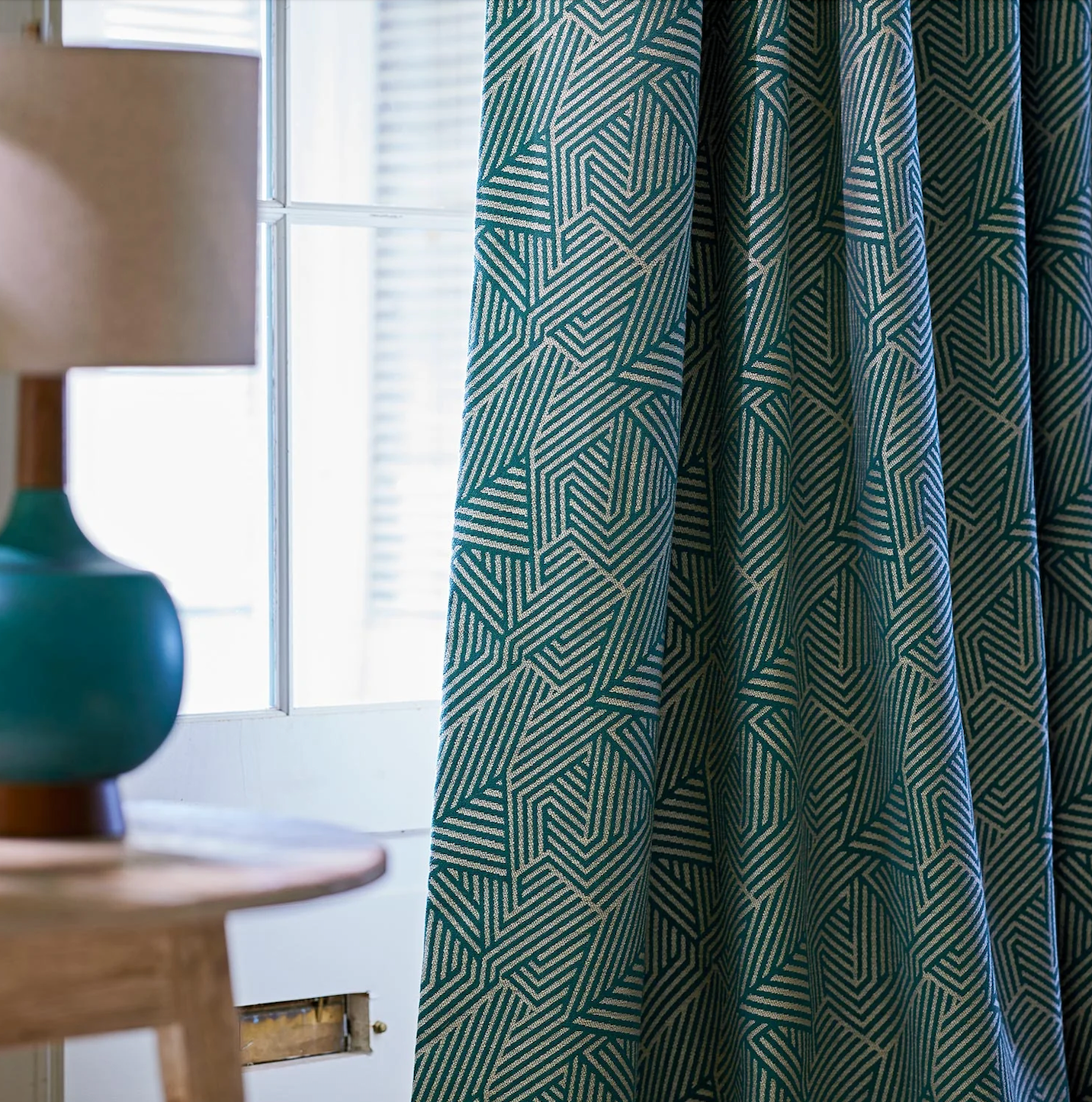 Teal - Sashay by Linwood - Fabric, Curtains, Roman Blinds curtain living room