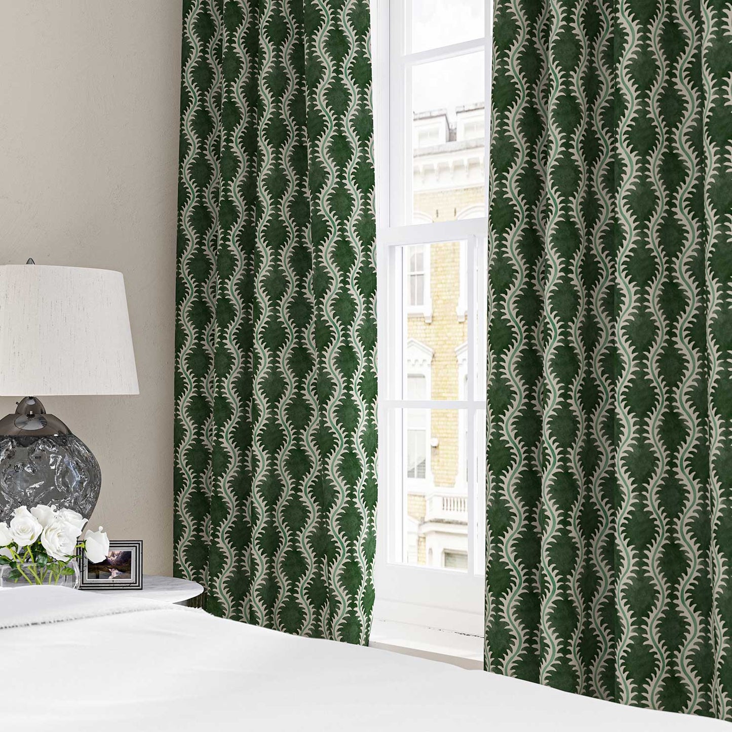 Linwood Helter Skelter Moss Linen FR Made to Measure Curtains