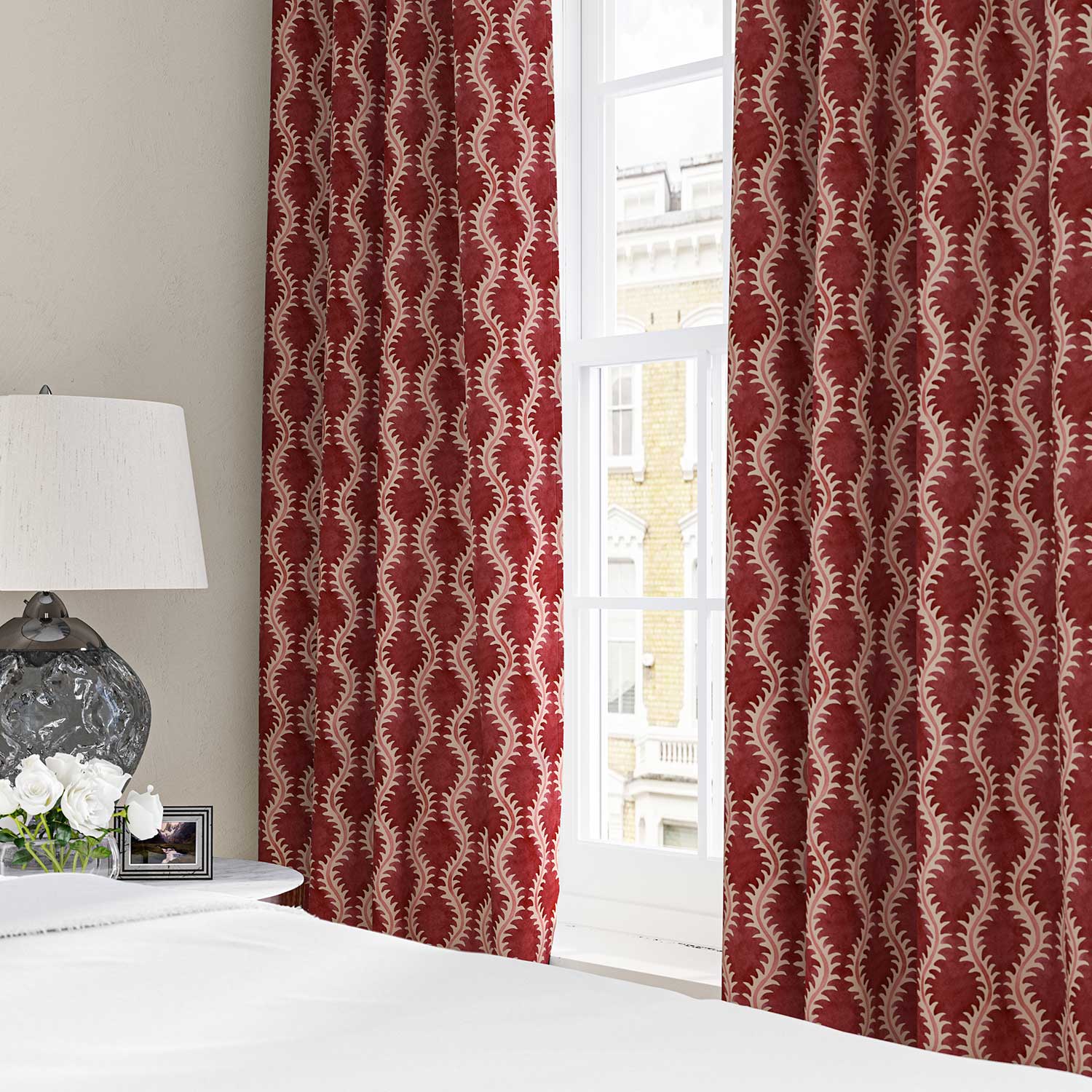 Linwood Helter Skelter Cherry Linen FR Made to Measure Curtains