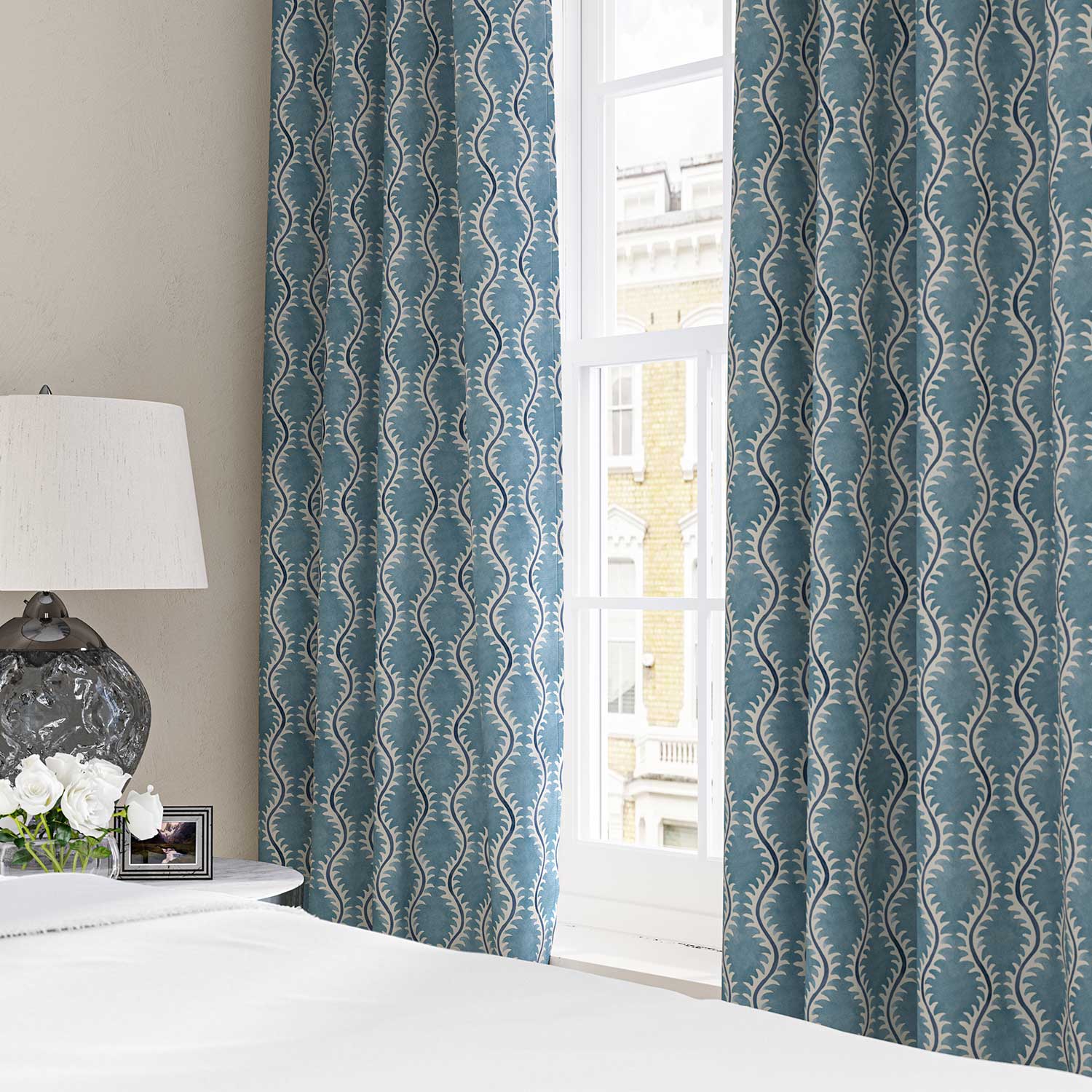 Linwood Helter Skelter Fountain Linen FR Made to Measure Curtains