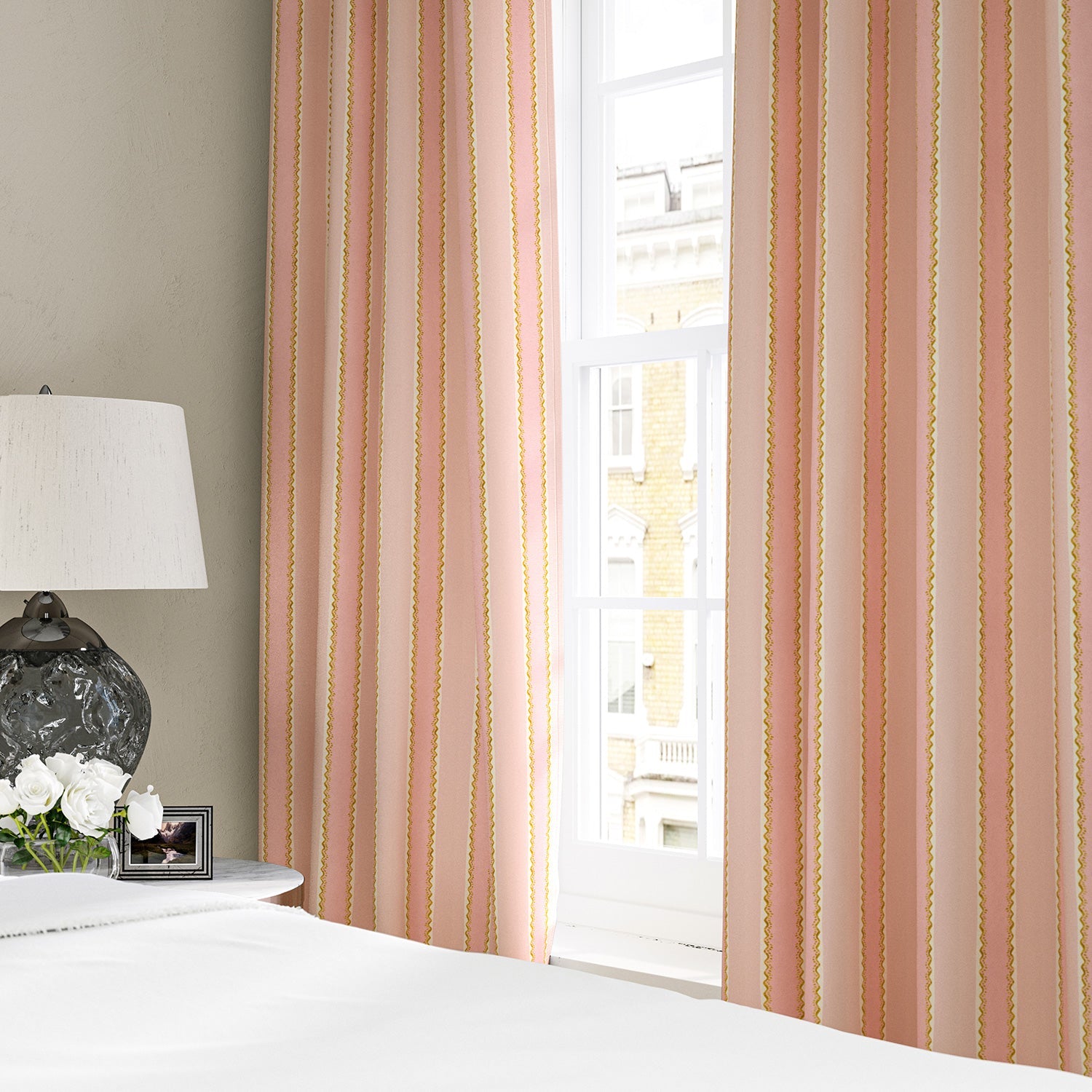 Linwood Croquet Rose FR Made to Measure Curtains
