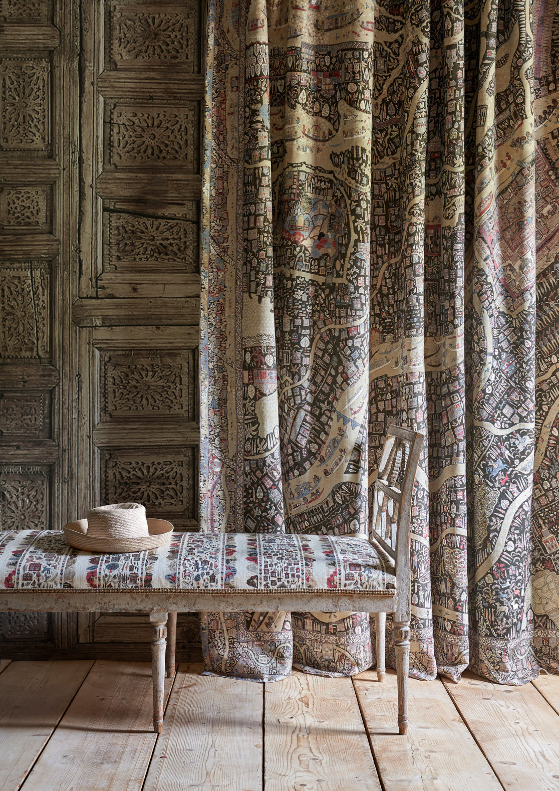 Lewis & Wood Ravi Ribbon Peat Pomegranate Made to Measure Curtains – lifestyle photograph