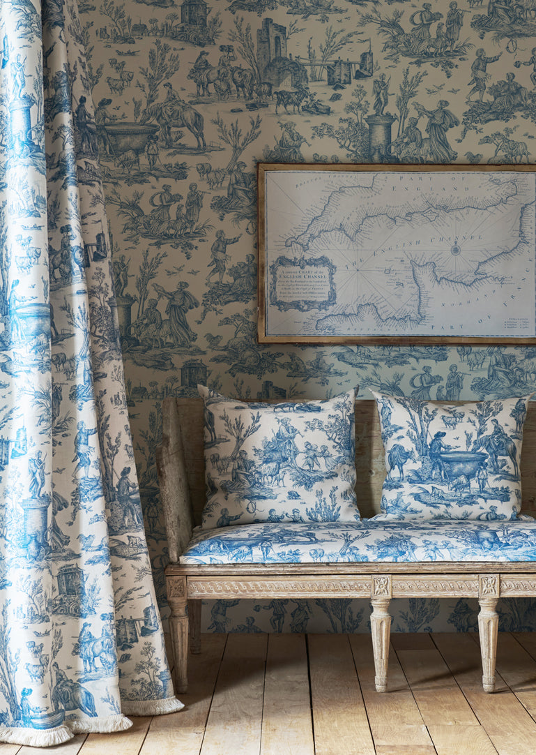 Lewis & Wood Toile Baptiste Ciel Made to Measure Curtains – lifestyle photograph