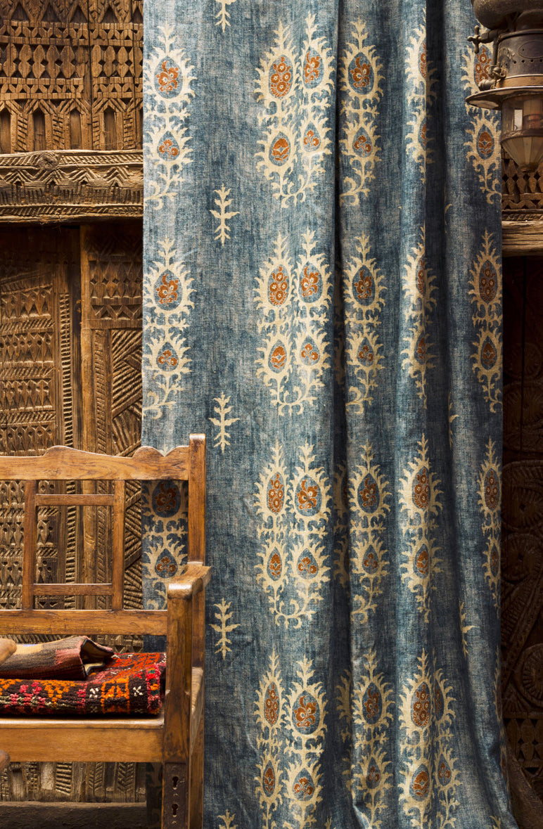 Lewis & Wood Tribal Masai Blue Made to Measure Curtains – lifestyle photograph