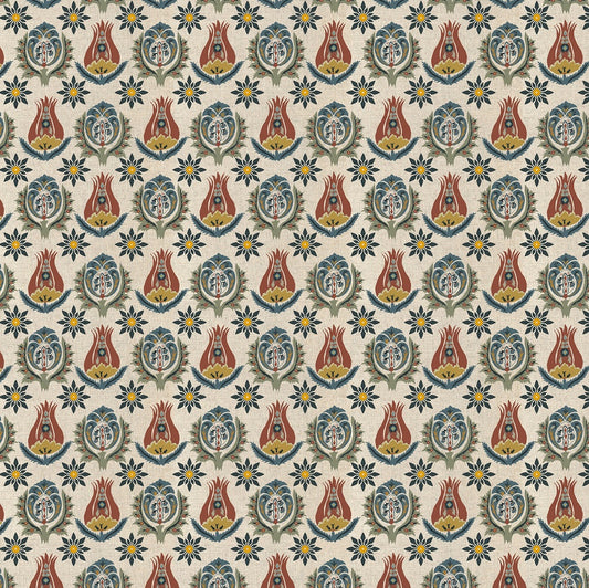 Chess Talia Denim/ Cinnamon Made to Measure Curtains