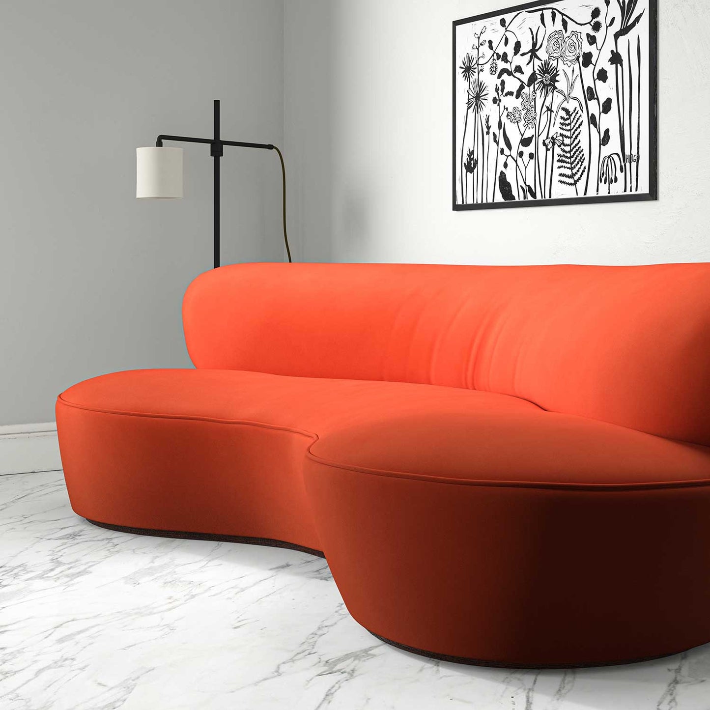 Linwood Tango Velvet Tangerine FR Made to Measure Curtains