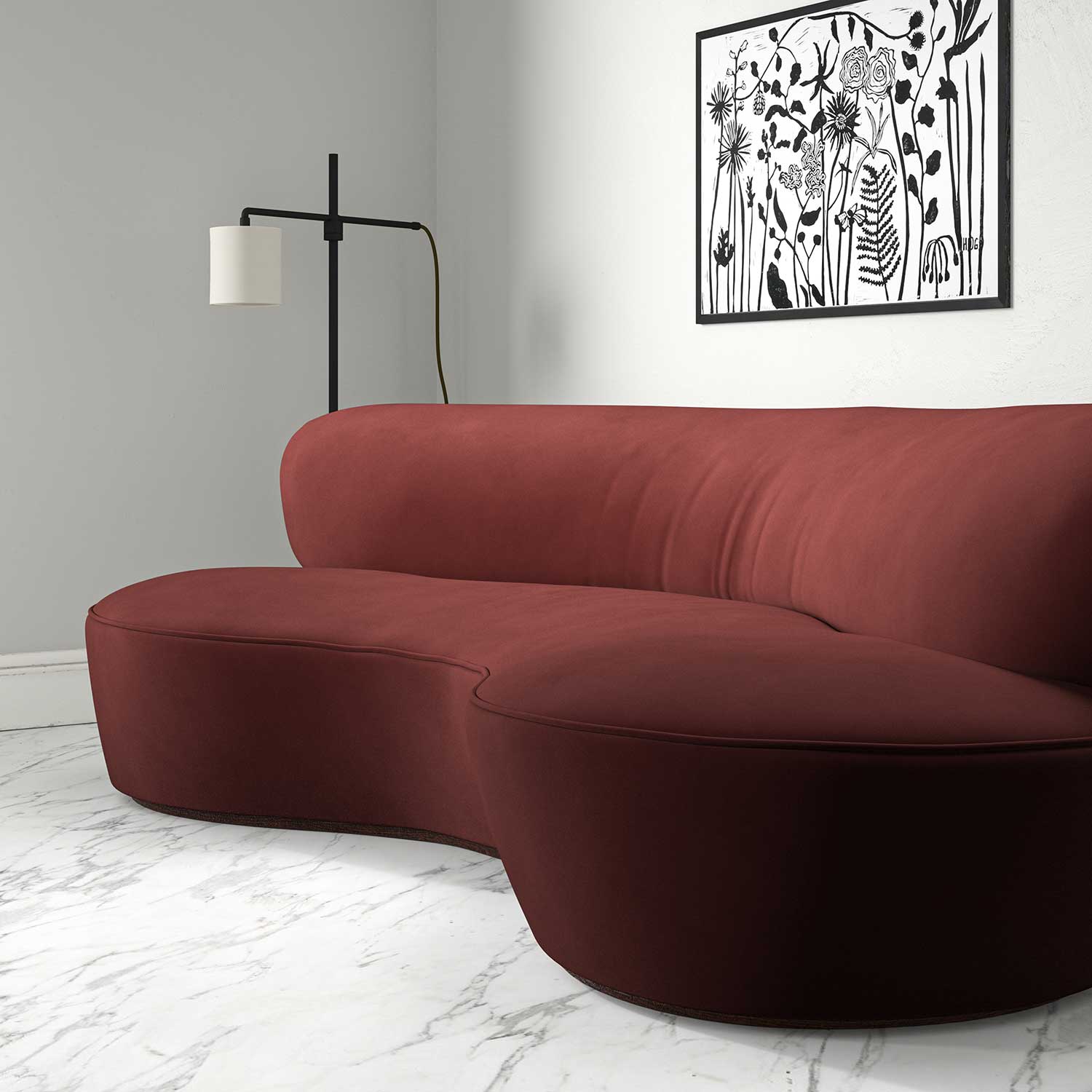 Linwood Tango Velvet Rhubarb FR Made to Measure Curtains
