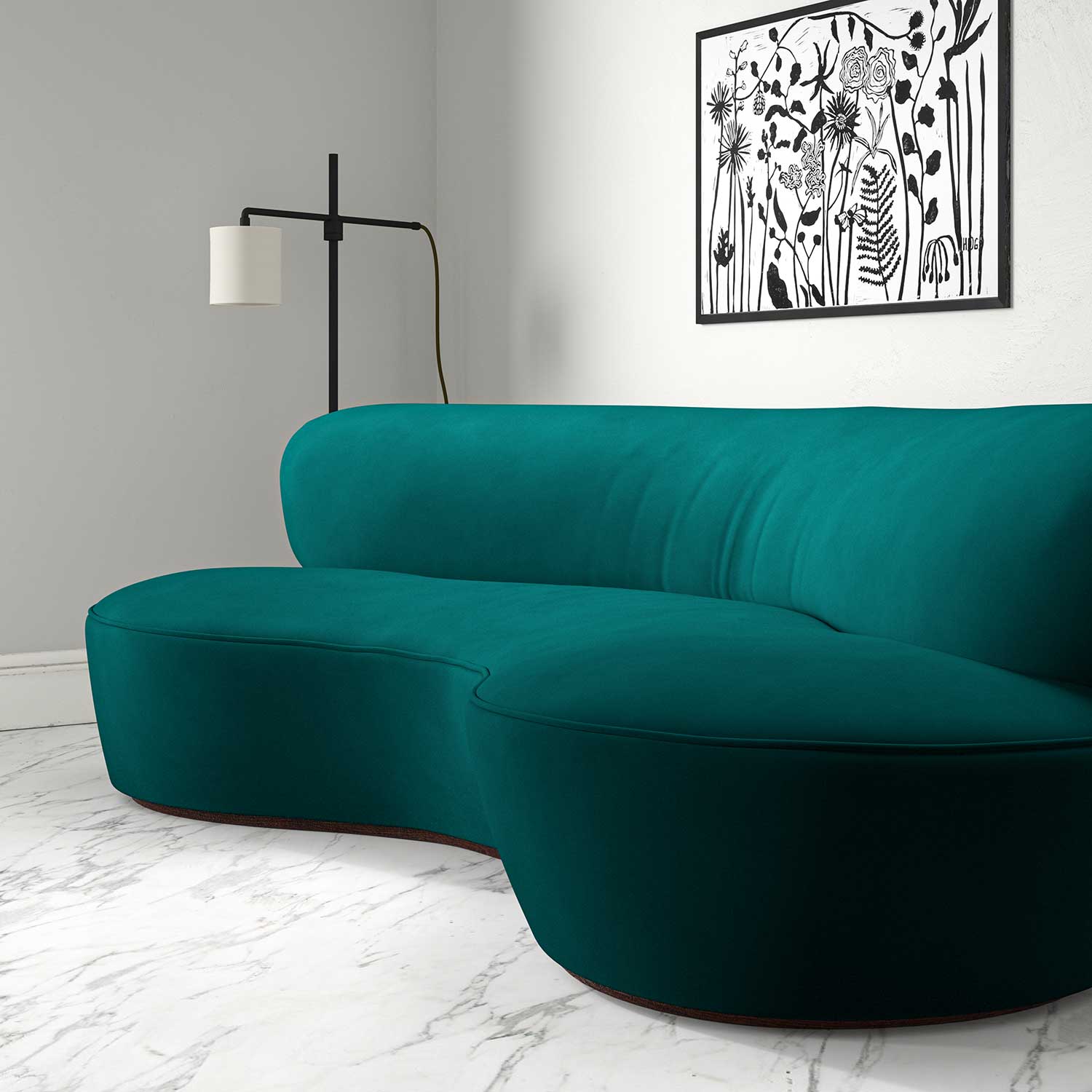 Linwood Tango Velvet Petrol FR Made to Measure Curtains