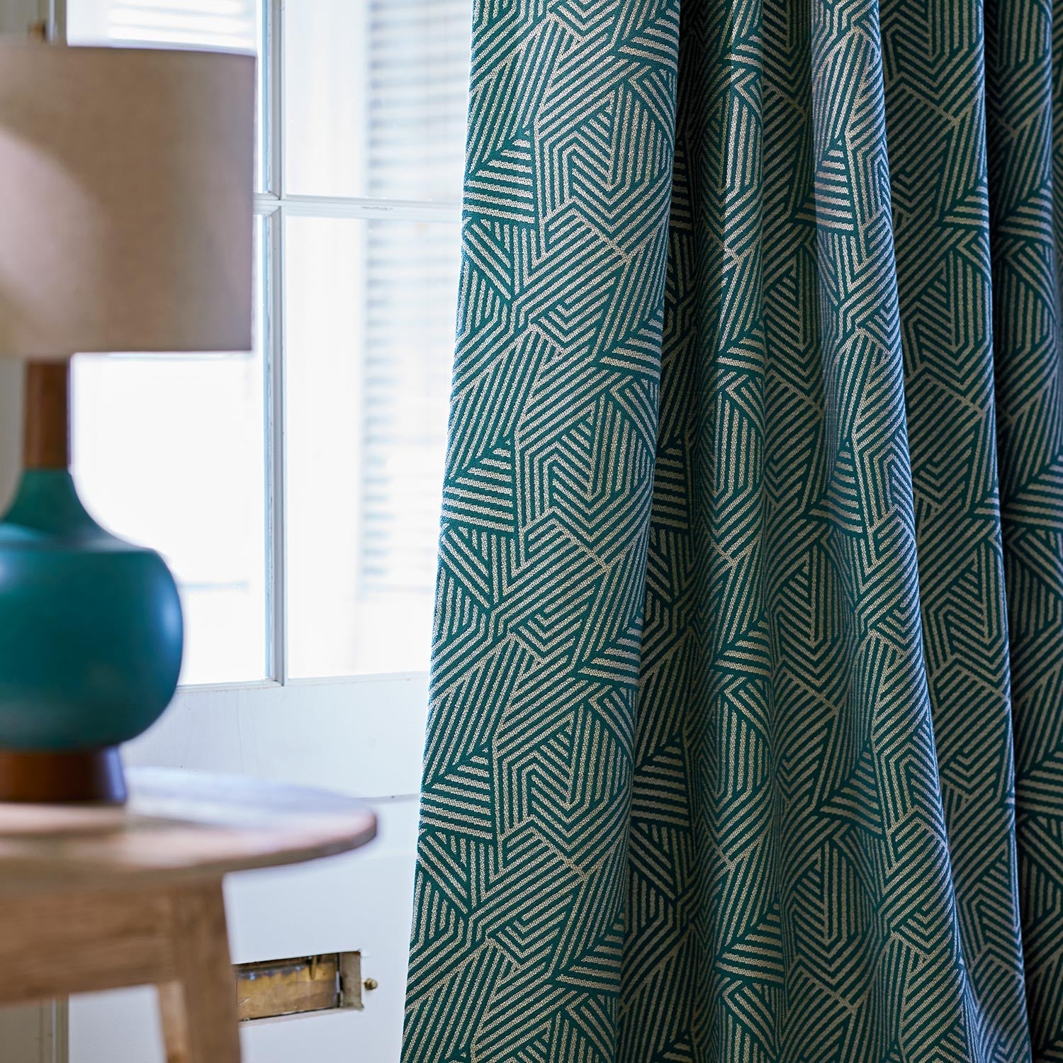 Linwood Sashay Teal FR Made to Measure Curtains