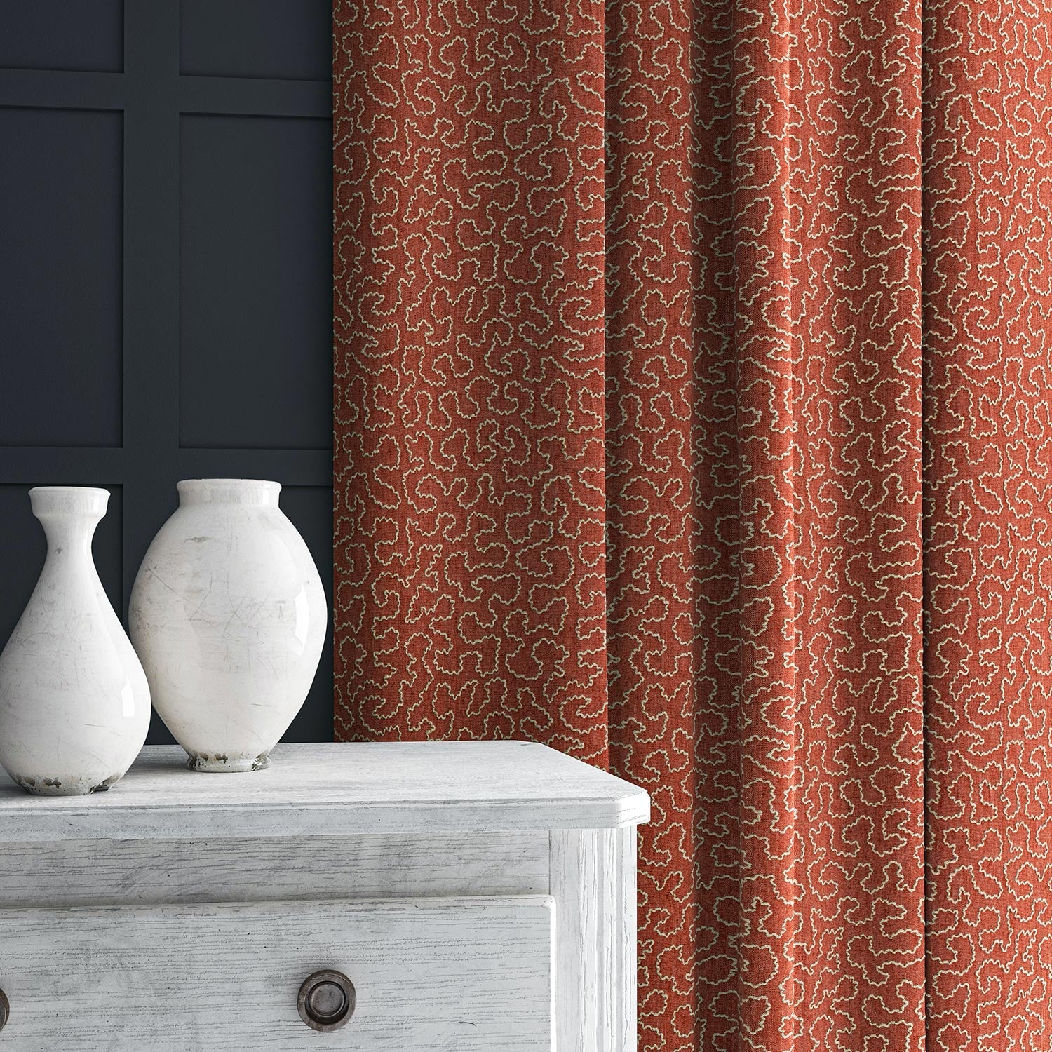 Linwood Wiggle Carmine FR Made to Measure Curtains