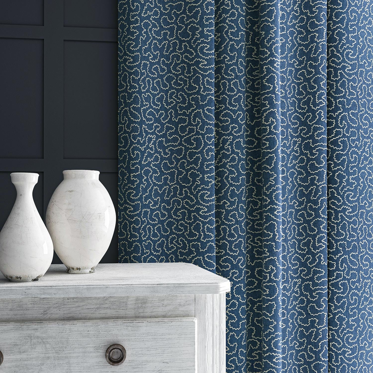 Linwood Wiggle Cornflower FR Made to Measure Curtains