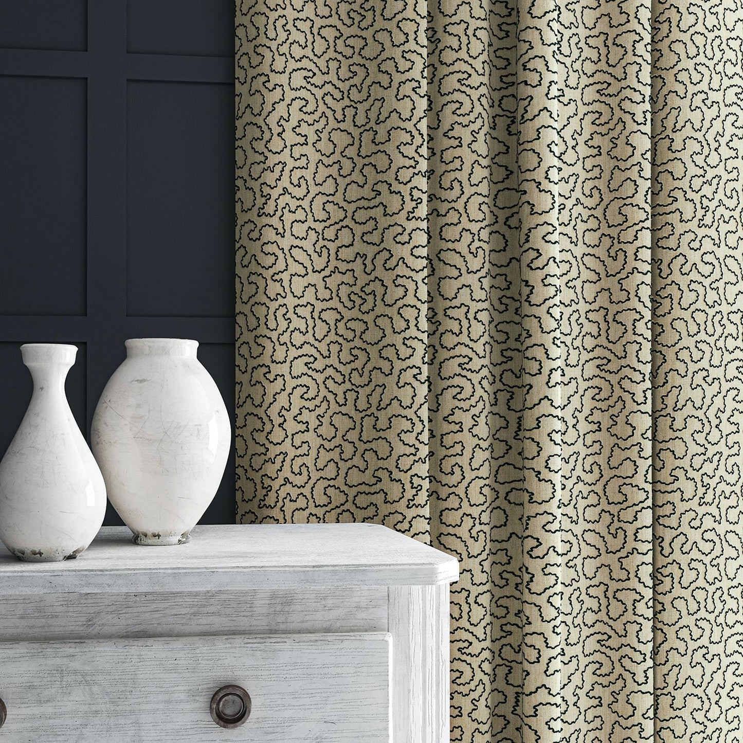 Linwood Wiggle Ebony Made to Measure Curtains