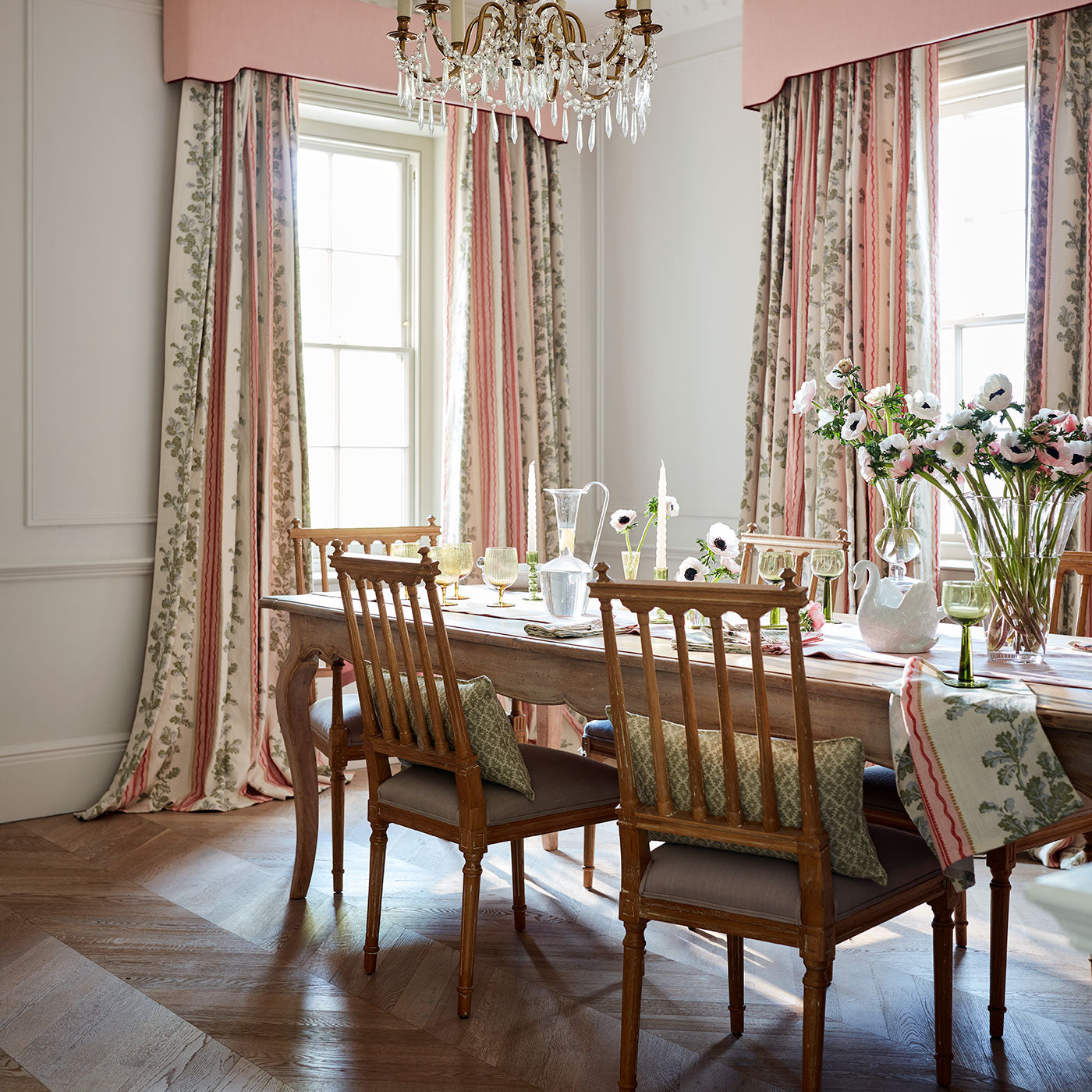 Linwood Hester Pink Green Made to Measure Curtains
