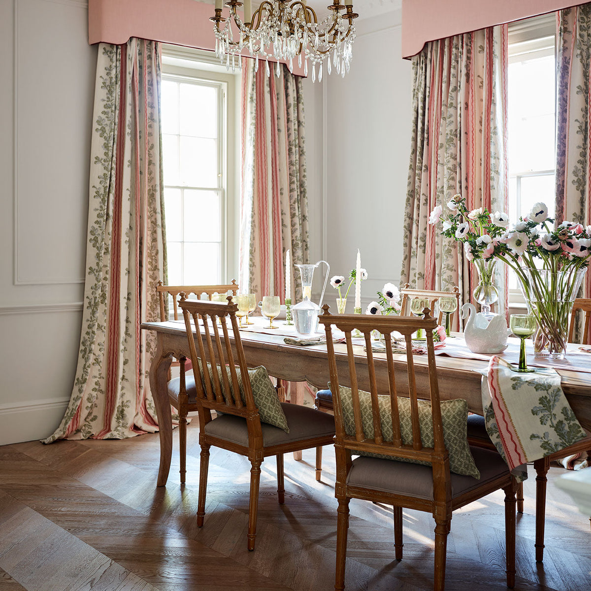 Linwood Hester Pink Green Made to Measure Curtains
