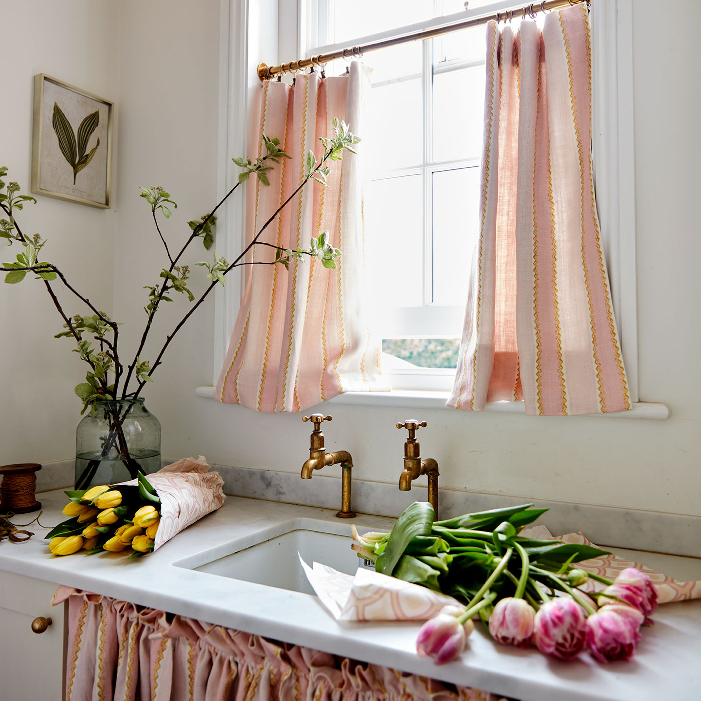 Linwood Croquet Rose FR Made to Measure Curtains