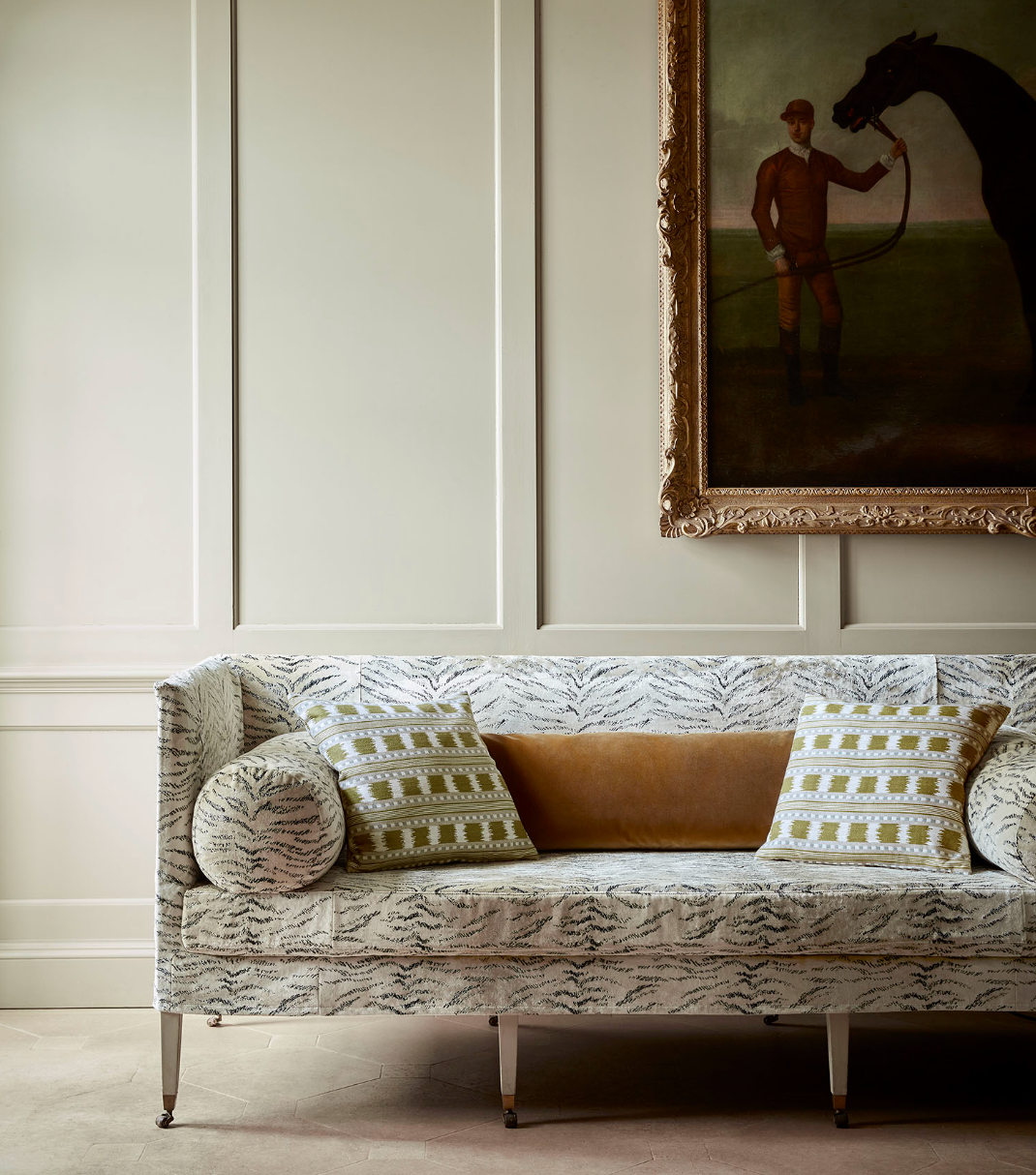 Tiger Velvet - Ivory, by James Hare - sofa