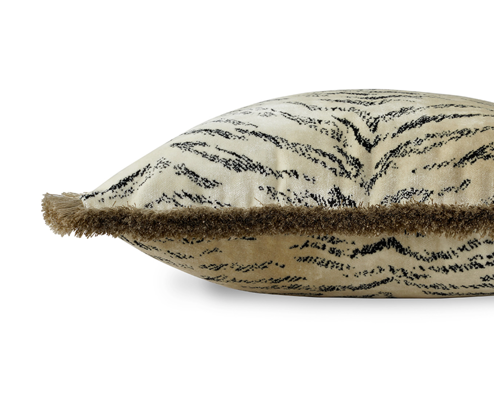 Tiger Velvet - Ivory, by James Hare - close up cushion
